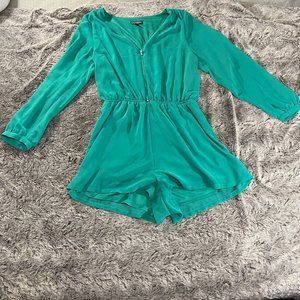 Express Zip Front Long Sleeve Romper